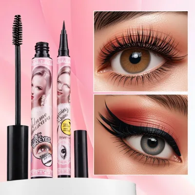 QICIY Waterproof Serum for Eyeliner Set Volumizing Lengthening Curling Natural Look Silicone Brush Long Lasting Eye Makeup