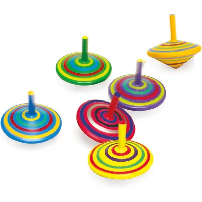 HOT SALE Painted Wooden Spinning Tops with Different Patterns to Provide a Great Effect When Spinning Colourful Wooden Spinning Tops