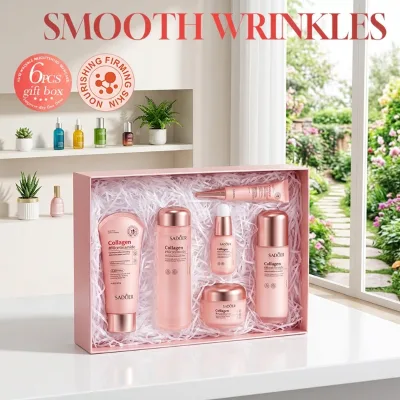 G Luxury 6-Piece Face Skincare Set with Collagen & Niacinamide Anti-Wrinkle Smooth Firming & Nourishing for Tender Skin