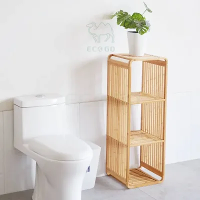 Wholesale Bamboo Storage Shelf High Quality Stackable Display Rack Bookshelf