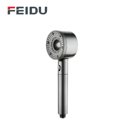 Feidu ABS Silicon Turbo Rain Shower Head with 5 Settings High Pressure Water Saving Filter Chrome Finish