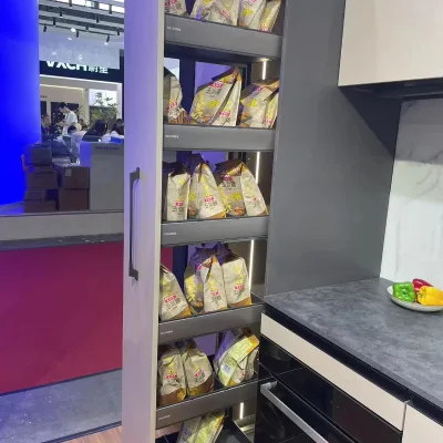 High Quality Kitchen Larder Tall Unit Pull Out With Soft-Closing Aluminum 6 Layers Storage Baskets