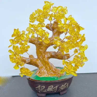 Wholesale Bulk Crystals Carving Crafts Treasure Tree Ornaments Lucky Money Tree for Home Decoration