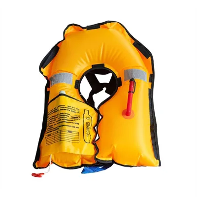 Portable Water Rescue Equipment Black Manual Automatic Inflatable Life Jacket Vest