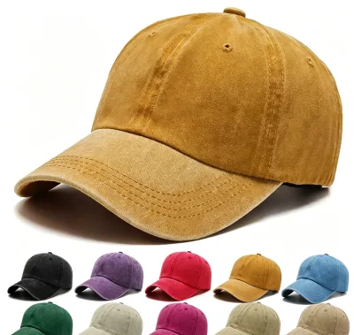 Custom Retro Washed Fabric Baseball Cap Sporty Letter Men's Women's Casual Sports Headwear Laser Engraved Logo OEM Available