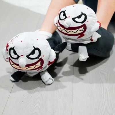Custom Art Clown Action Figures Doll Plush Slippers for Halloween Costume Party Winter Warm Home Slippers