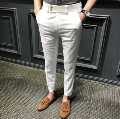 Men's Solid Color Fashionable Stretch Slim Fit Sports Casual Pants