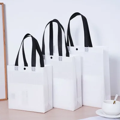 Womens Fashion Store Non-Woven Tote Garment Bag Premium Custom-Logo Hot-Stamping Stitching Eco-Friendly Promotional Snap 44