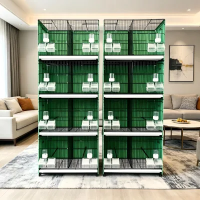 4 Stackable Breeding Fancy Small Canaries Cage Iron Wire Bird Aviary Cage With Food Drink Feeder Accessories