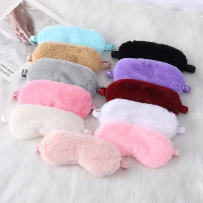 Heenlong 20.5cm*9cm Blindfold Soft Cute Love Cloud Grey Plush Fur Eye Shade for Travel Nap Health Eye Cover
