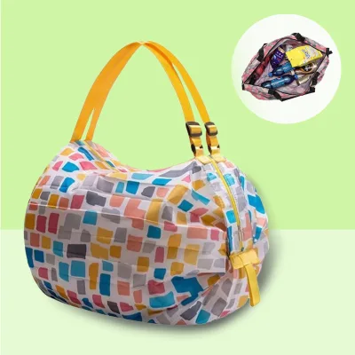 Custom Big Capacity Reusable Collapsible Supermarket Grocery Bag Washable Tear Resistance Fold Shopping Bag