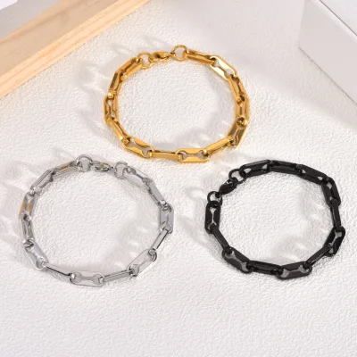 Wholesale Custom Men Hip Hop Bracelets High-End Stainless Steel Chain Unique Personality Metal Wrist Jewelry