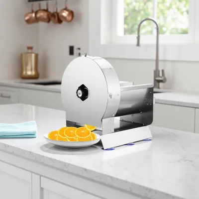 Commercial Kitchen Stainless Steel Electric Vegetable Slicer Machine Designed for Potato Fruit Lemon Cutting and Professional
