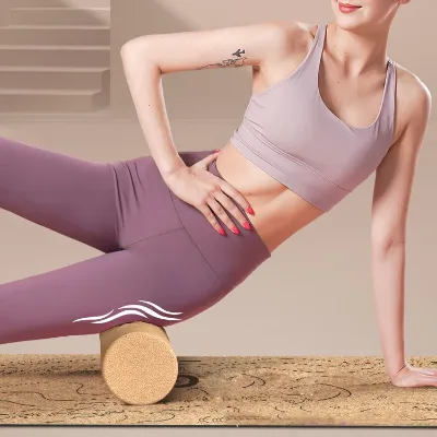 Custom High Quality High Density Eco-friendly Natural Cork Gym Relaxation Muscle Relief Yoga Roller Column Peanut Ball