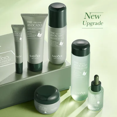 OEM 6pcs/set Avocado Skin Care Sets Face Cream Essence Toner Serum Facial Cleanser Moisturizing Nourishing Face Care Set