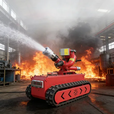 All-terrain Tracked Firefighting Robot Mobile Fire Monitor Q235 Material Easy Operation Long-range Firefighting Large Warehouses