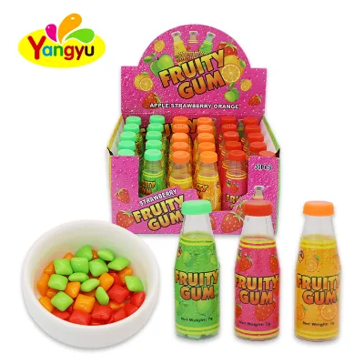 Premium Halal Assorted Fruit Flavor Chewing Gum Juice Bottle Shaped Candy Display Box 30PCS Wholesale