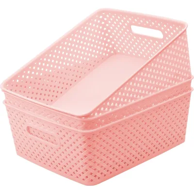 Square-shaped Modern Design PP Plastic Toy and Food Storage Basket with Cover Multifunctional Office Organizer