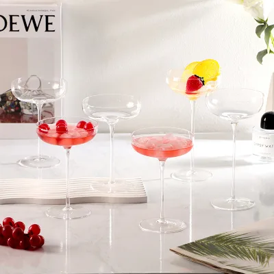 Ultrathin Martini Glass with Extra Long Stem Clear Tall Butterfly for Champagne Flute for Cocktails
