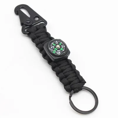 Outdoor Paracord Keychain with Carabiner and Compass