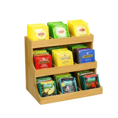 Kitchen Bamboo Tea Bag Organizer Boxes Tea Holder 3 Layer Bamboo Tea Bag Caddy Storage Box