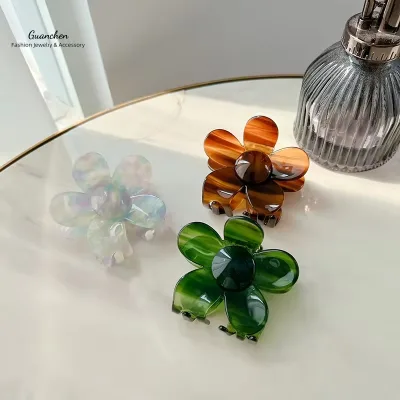 Hot Sale Marble Flower Accessories Acetate 7cm Hair Claw Hair Claw Simple Acetic Acid Hair Accessories for Girls