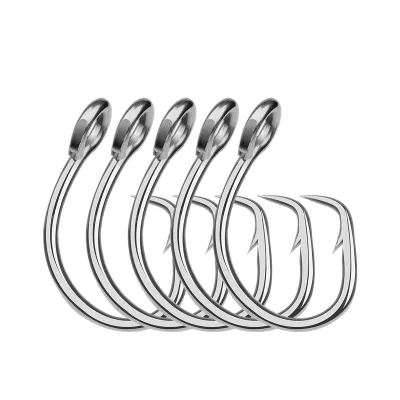 OEM Five-Pack Sea Fishing Stainless Steel Hook Carbon Steel Barbed Tuna Shark Hook Corrosion Resistant for Seawater Fishing