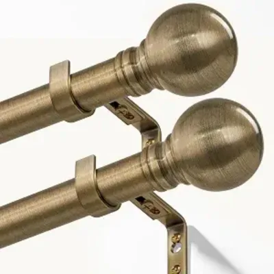 High Quality Factory Supply Aluminum Double Curtain Rods 28-48 Inches Adjustable Finials Heavy Duty 1 Inch Curtain Accessories