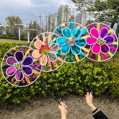 High-end Colorful Double-layer Fan Rotator, Colorful Garden Decoration with Windmills and Rotors to Decorate Outdoor Spaces