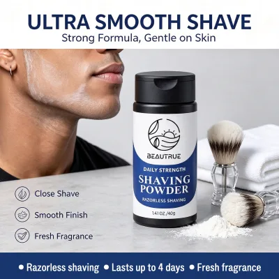 40g Shaving Powder Hair Removal Razorless Shaving for Men Beard Care Stops Bumps Ingrowns Gentle Formula Leg Depilatory Powder