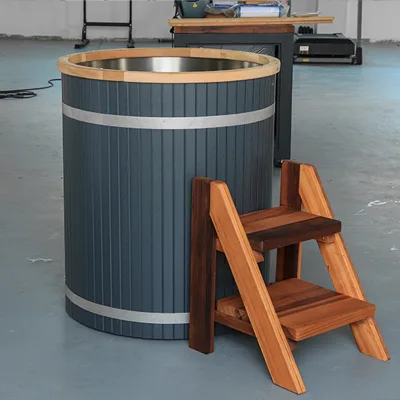 Factory Direct Ice Barrel, with Black Wood-Plastic Composite Panel, 304 Stainless Steel Liner, Supports Logo Customization