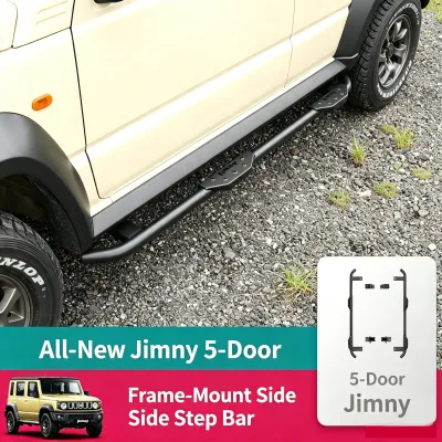New Product Carbon Steel Frame-mount Side Step Bar 2-Piece Set Non-destructive Installation for Suzuki Jimny 5-door JC74