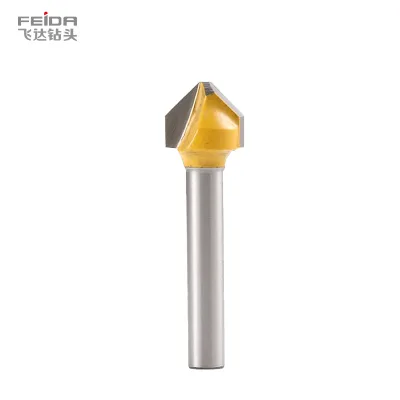 FEIDA Router Bit for Wood Engraving Chamfer Milling Cutter V Shaped 4 Face Mill End Mill for Slotting Trimming Woodworking Tools