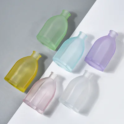 Factory Produced Color Frosted Sand Premium 200ml Decorative Glass Perfume Reed Diffuser Bottle