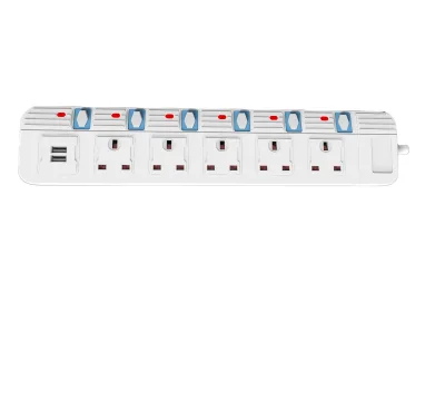 4 Gang 5 Gang Individual Switch Power Strip Universal Power Extension Socket 3 Pin Plug 5 Outlets 6 Outlets Standard Grounding