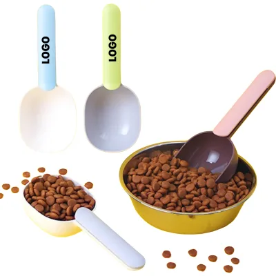 Fast Delivery Food-grade Plastic Measuring Cup Pet Food Feeding 1 Cup Spoon Long Handle with Clip for Dogs Cats