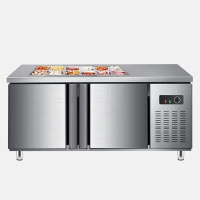 60-Inch 2-Door Mega Top Sandwich Prep Table Refrigerator Double-Temperature Display Cooler for Kitchen Refrigeration Equipment