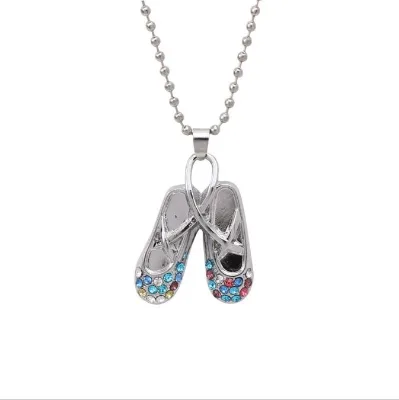 2025 Ballerina Necklace Jewelry Alloy Colored Diamond Girls Cartoon Versatile Necklace Dance Ballet Necklace