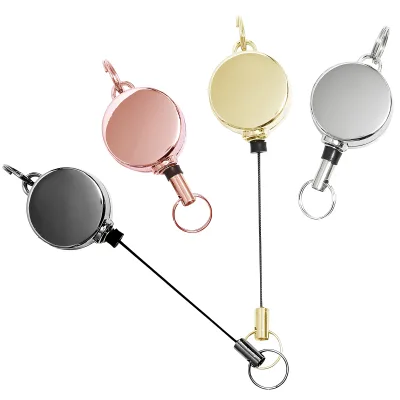 Wholesale Zinc Alloy Retractable Badge Reels Custom Extendable Metal ID Card Holders with Keyring for Nurse Office School
