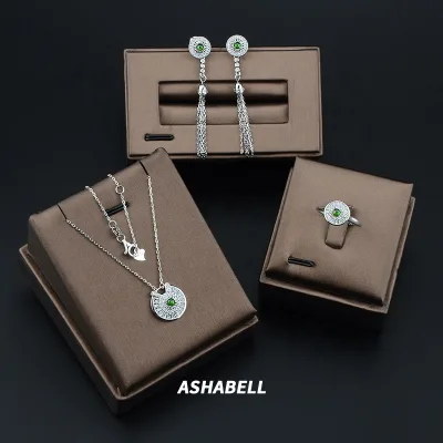 Fine  Jewelry 925 Sterling Silver Necklace Set With Natural Jade Inlay Women's Fashion Jewelry Pendant for Birthday or Wedding G