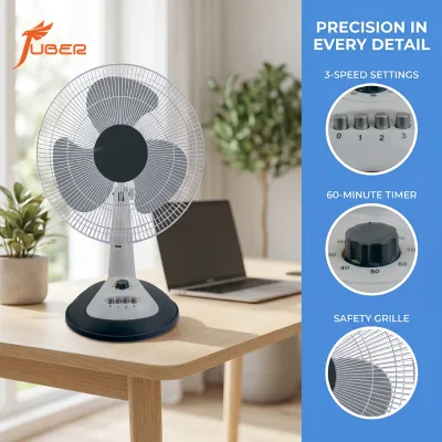 Wholesale 16 Inch Oscillating Table Fan Rust Resistant Metal Wire Mesh Desktop Fan for Student Dormitory and Home Use