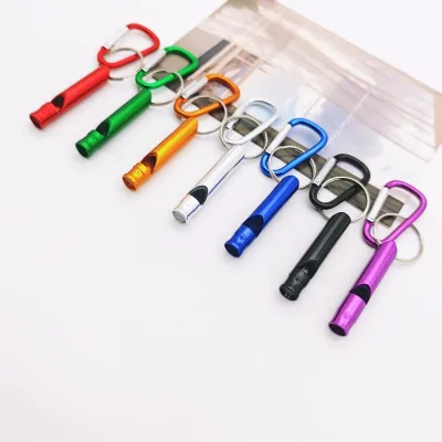 Outdoor Aluminum Alloy Carabiner Whistle, Emergency Survival Rescue Metal Loud Whistle, Camping Hiking Safety Keychain Clip Gear