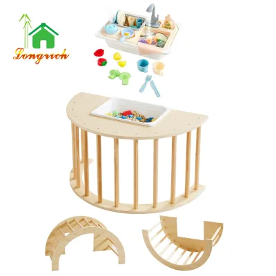 Wooden Arch Climber Rocker Toddler Climbing Frame  3 In1 Climbing Arch Sensory Table for Kids