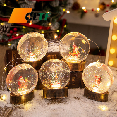 Crystal Ball Xmas Night Light LED Christmas Decoration Wind Light Christmas Gift Snowman Elk Santa Claus Christmas Night Light