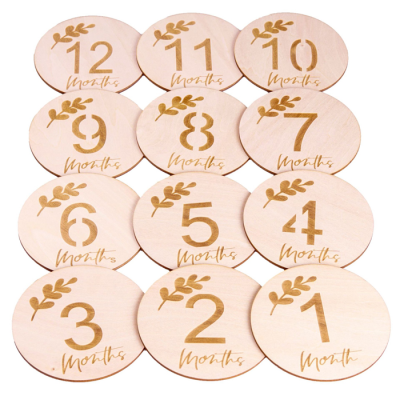 Baby Milestone Disks 1 Month to 12 Months Wooden Monthly Milestone Cards Newborn Gift