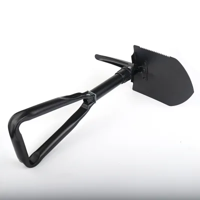 Folding Shovel 23" Survival Shovel Backpack Hiking Shovel Carbon Steel with Saw Edge