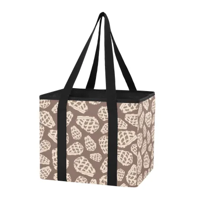 Heavy Duty Standing Trunk Organizer Hawaiian Hebrew Cone Shell Reusable Grocery Box Bag Foldable Shopping Bag with Handle