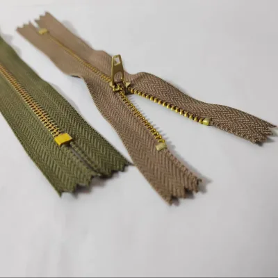 Hot Sale Fashion Modern Brass Zipper Unique Auto Lock Metal Zipper Custom Zipper for Shoes Garments Bags Pants