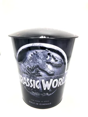 Food Grade Custom Popcorn Tin Bucket Metal Storage Container Round Glossy Finish Offset Printed