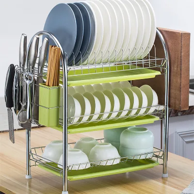Stainless Steel 3 Tier Dish Rack With Drain Board Dish Drying Rack Kitchen
